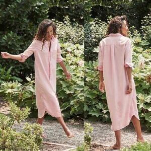 Frank &Eileen Rory Famous Denim Mineral Wash Maxi Dress Light Pink Size Medium